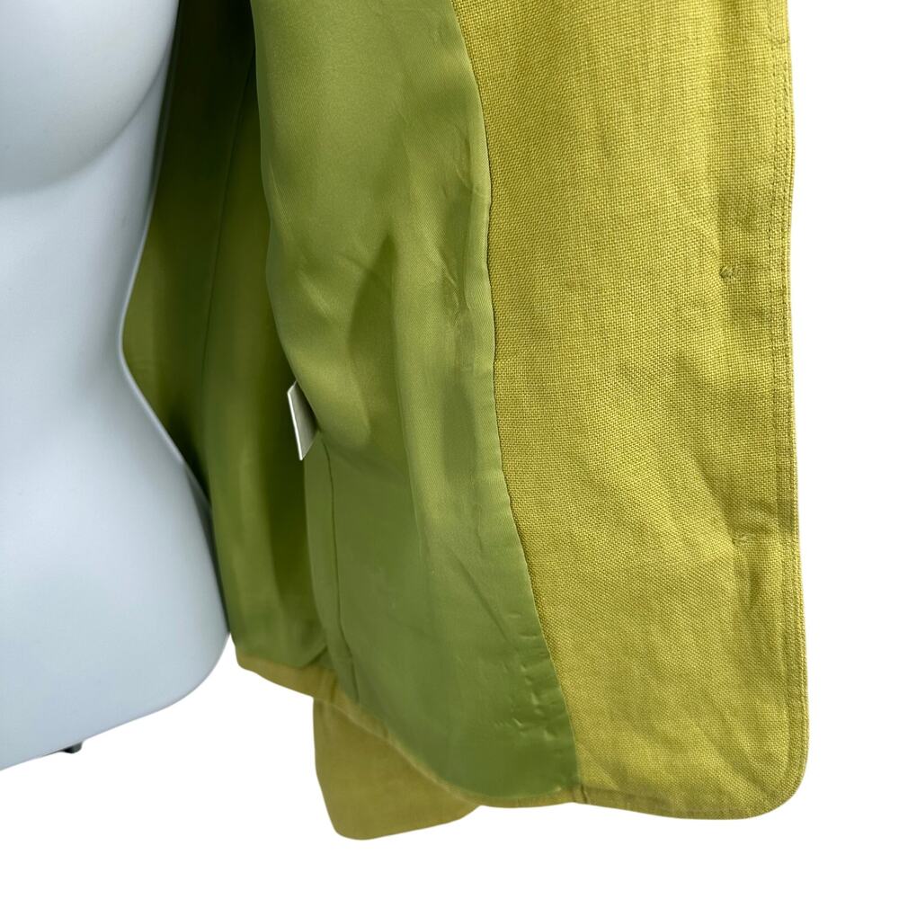 Talbots Blazer Button Front Chartreuse Green Jack… - image 7